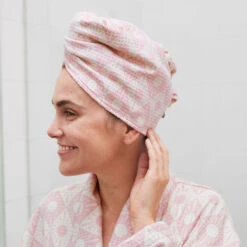Dock & Bay Dock & Bay Hair Wraps - Diamond Pink -Dock & Bay Shop 03 HOMEAUS23 HAIRW ROBE GEO PINK MADDIE 033 SQ X3