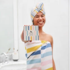 Dock & Bay Dock & Bay Hair Wraps - Boardwalk Parade -Dock & Bay Shop 03 HOMEAUS23 HAIRW TOWLH GEO PARAD J 010 SQ X3