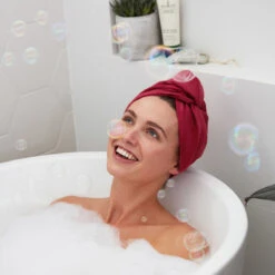 Dock & Bay Outlet Dock & Bay Hair Wrap - Quick Dry Hair Towel - Halong Burgundy - Outlet -Dock & Bay Shop 04 HOME20 HAIRW CLA DKRED D1M5 028 SQ X3