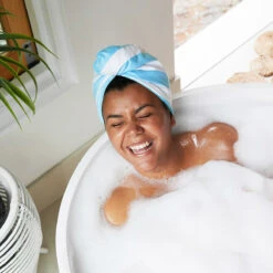 Dock & Bay Dock & Bay Hair Wrap - Quick Dry Hair Towel - Tulum Blue -Dock & Bay Shop 05 CAIRNS18 HAIRWRAP LIGHT BLUE D2S3 069 SQ2 X3