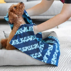 Dock & Bay Dock & Bay Dog Towels - Bark Blue -Dock & Bay Shop 06 DOG23 LUNA DOGTWL BARKBLU 013 SQ X3