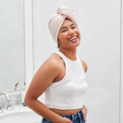 Dock & Bay Dock & Bay Hair Wrap - Quick Dry Hair Towel - Evening Primrose (4) -Dock & Bay Shop 06 HOMEAUS23 HAIRW CBH PINK J 023 SQ X3