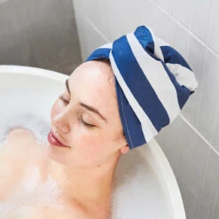 Dock & Bay Dock & Bay Hair Wrap - Quick Dry Hair Towel - Palm Springs (4) -Dock & Bay Shop 06 MUSEHOME22 HAIRW CAB NAVY 07 SQ X3