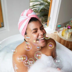 Dock & Bay Dock & Bay Hair Wrap - Quick Dry Hair Towel - Rainbow Road (4) -Dock & Bay Shop 09 CAIRNS18 HAIRW CAB LTPINK D2S3 021 SQ X3