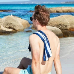 Dock & Bay Dock & Bay Cooling Gym Towel - Whitsunday Blue 28 Dock & Bay Dock & Bay Cooling Gym Towel - Whitsunday Blue -Dock & Bay Shop 12 BAYOFFIRES22 COOL CAB NAVY 016 SQ2 X3