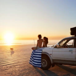 Dock & Bay Dock & Bay Picnic Blanket - Whitsunday Blue 31 Dock & Bay Dock & Bay Picnic Blanket - Whitsunday Blue -Dock & Bay Shop 12 BROOME22 PICNIC CAB NAVY 095 SQ X3