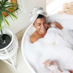 Dock & Bay Dock & Bay Hair Wrap - Quick Dry Hair Towel - Goa Grey -Dock & Bay Shop 12 CAIRNS18 HAIRWRAP LIGHT GREY D2S3 055 SQ X3