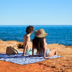 Dock & Bay Dock & Bay 2 X Beach Towel + Bag + Picnic Blanket - Set A -Dock & Bay Shop BROOME22 PICNIC CAB NAVY 081 SQ X3