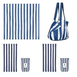 Dock & Bay Dock & Bay 2 X Beach Towel + Bag + Picnic Blanket - Set A -Dock & Bay Shop BUNDLE BEACH KIT PICNIC CAB LG NAVY SETA