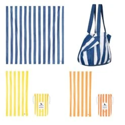 Dock & Bay Dock & Bay 2 X Beach Towel + Bag + Picnic Blanket - Set A -Dock & Bay Shop BUNDLE BEACH KIT PICNIC CAB LG NAVY SETD