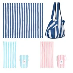Dock & Bay Dock & Bay 2 X Beach Towel + Bag + Picnic Blanket - Set A -Dock & Bay Shop BUNDLE BEACH KIT PICNIC CAB XL NAVY SETC